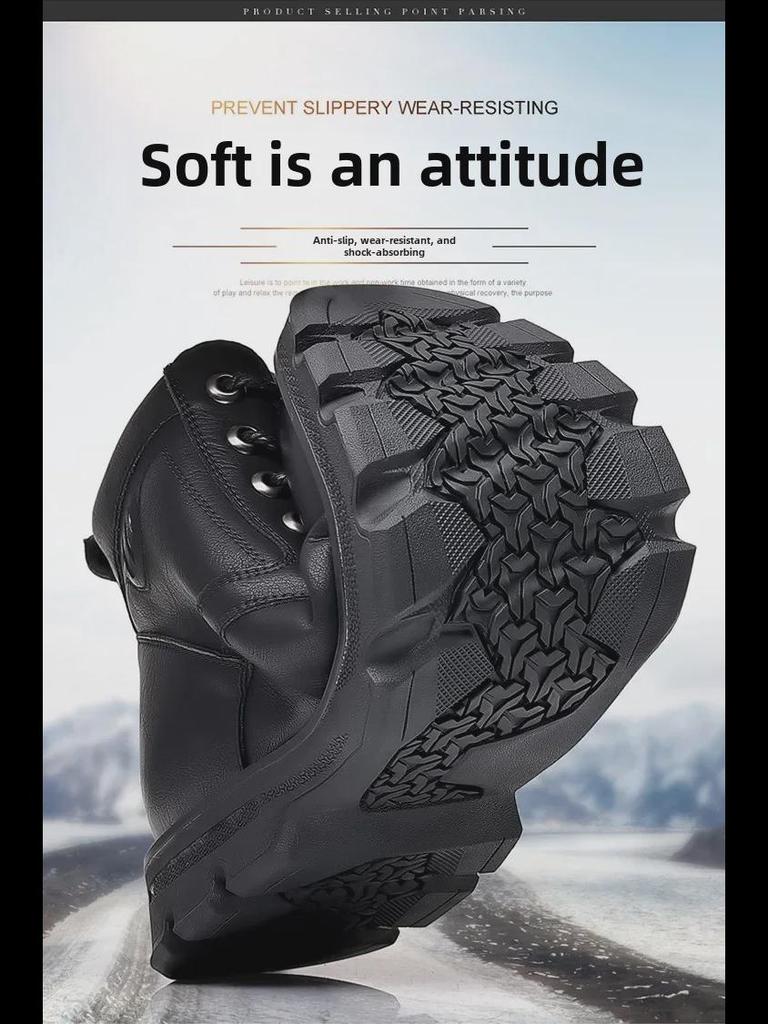 Pánské zimní boty středního střihu v britském stylu z černé kůže se sametovou podšívkou