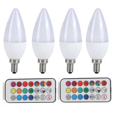 3W RGB Color Changing Candle Light Bulb with Remote Control for Home Decoration 85265V(E12 RGbPure