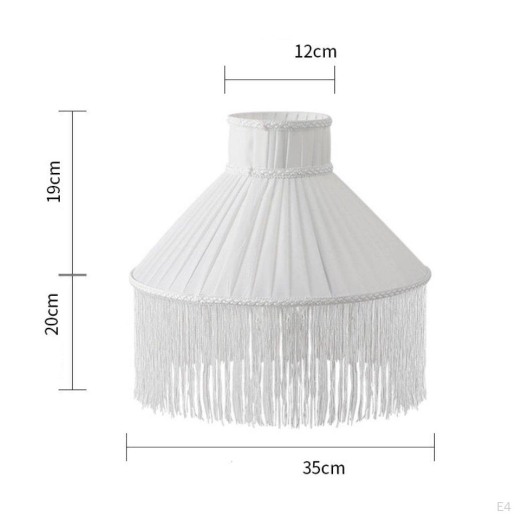 Textile Lampshade with Tassels Replacement Vintage Style Lamp Cover for Bedroom, Living