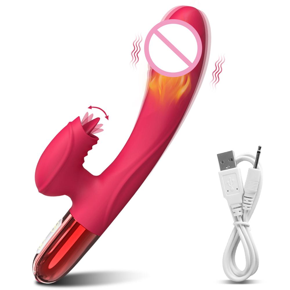 Portable Sex Toys Vibrator for Women Clitoris Stimulator Female Masturbator G Spot Dildo with Tongue Licking Adults Goods 18+ Insert Dildo Waterproof