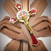 Christian Jesus Cross Metal Alloy Material Christmas Easter Christian Baptism Decorative Pendant Red -blue High Quality Gifts