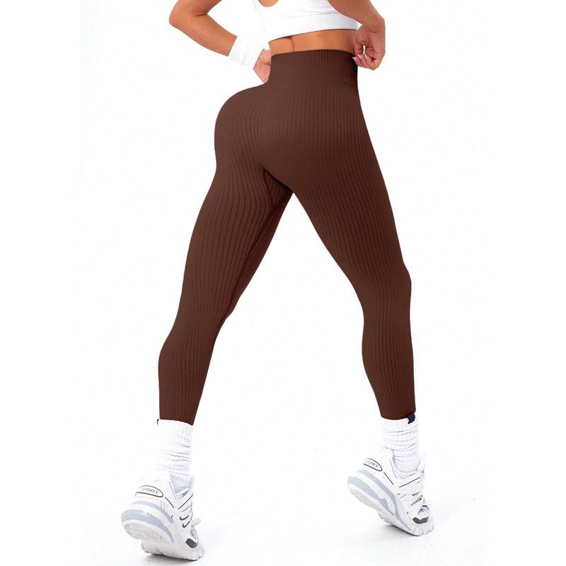 Women's High-Waist Ribbed Yoga Leggings | Hip-Lifting Fitness Pants