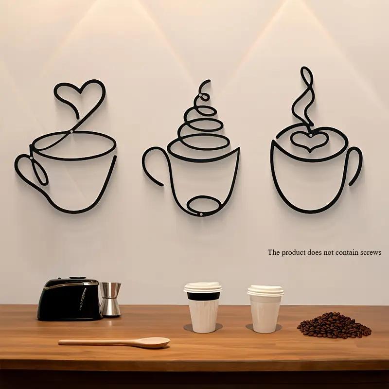 3Pcs Creative Coffee Shop Wall Hanging Minimalist Coffee Bar Sign Decorations Home Iron Crafts Interior Wall Decoration