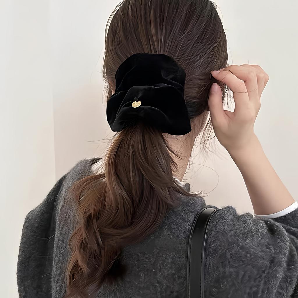 Elegant Velvet Hairband for Women, Vintage Style Solid Color Velour Headband, High-End Plush Hair Ring, Single Piece, Red/Black