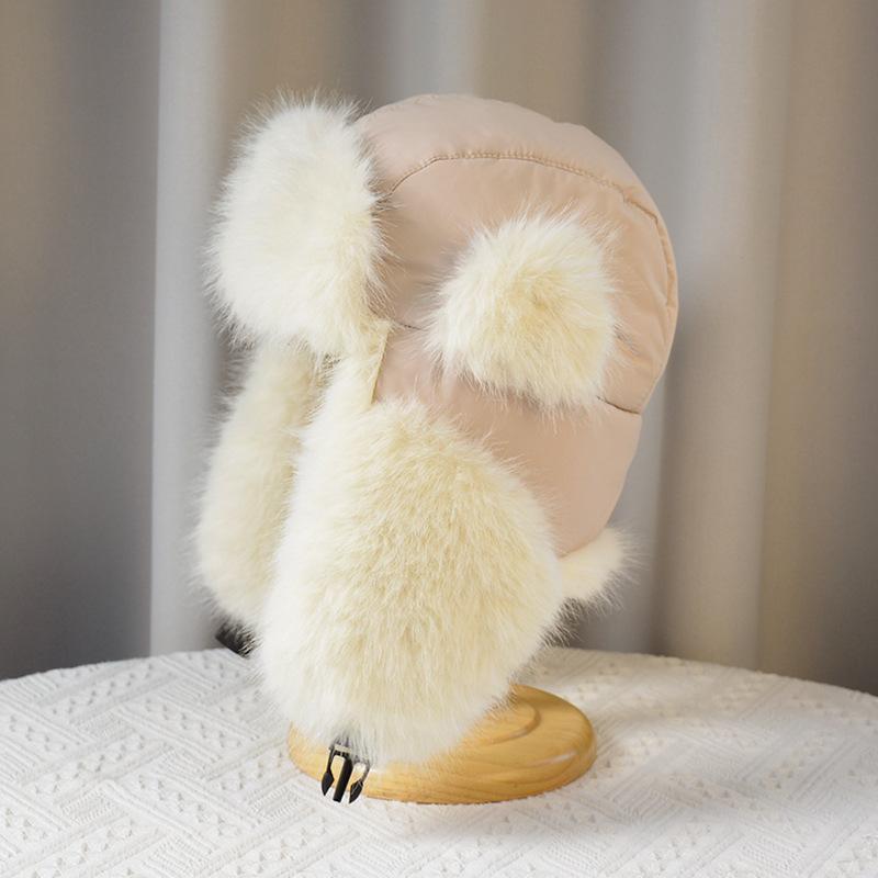 Winter outdoor windproof ear protection pullover hat thickened plush fashion hat women's ski cold and warm
