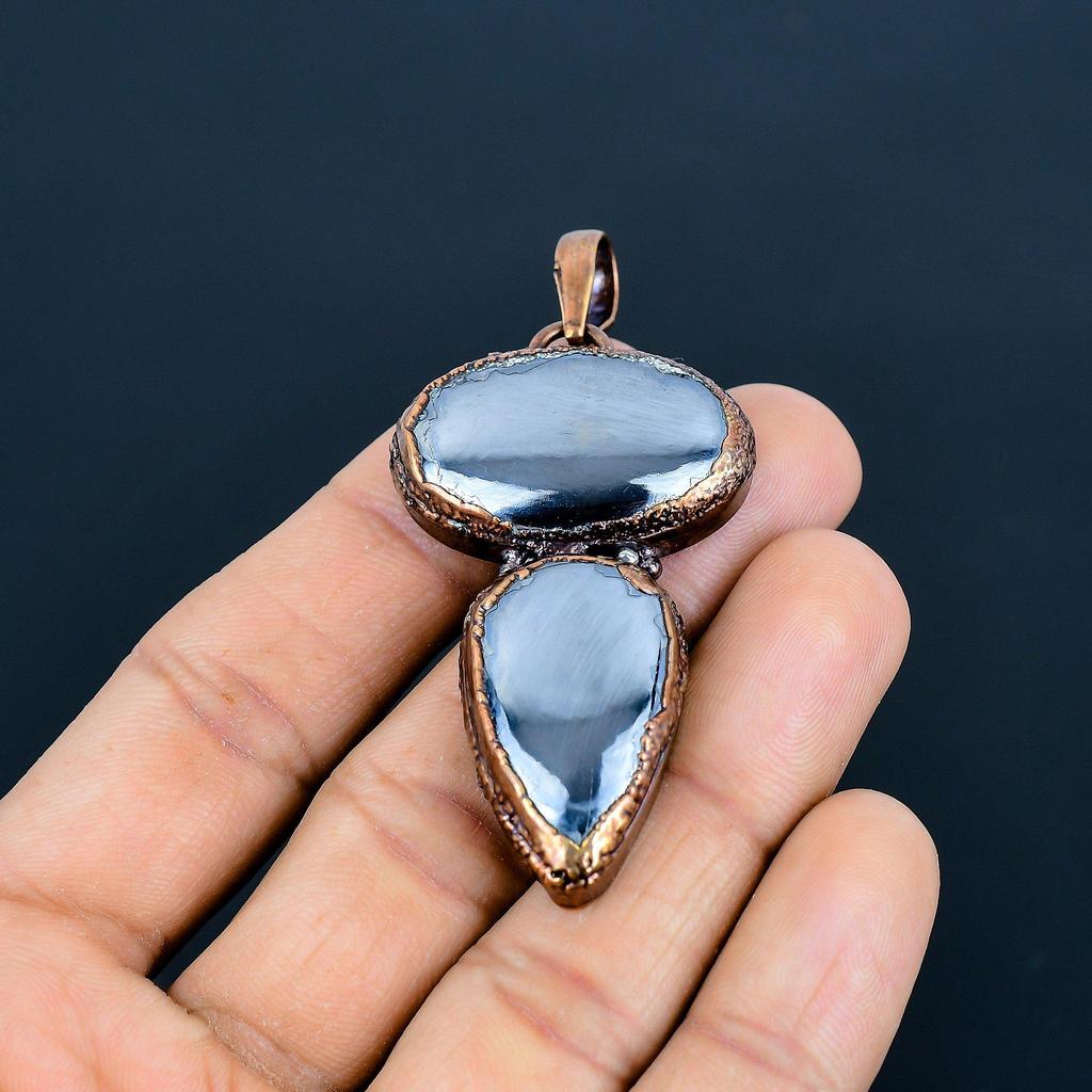 Shungite Pendant, Copper Electroformed Gemstone Jewelry, Handmade Pendant, For Thanksgiving