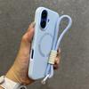 Liquid Silicone for  Lanyard Case for For Iphone 17 15 16 14 13 11 12 Pro Max Plus Microfiber Lining Wireless Bracelet Cover