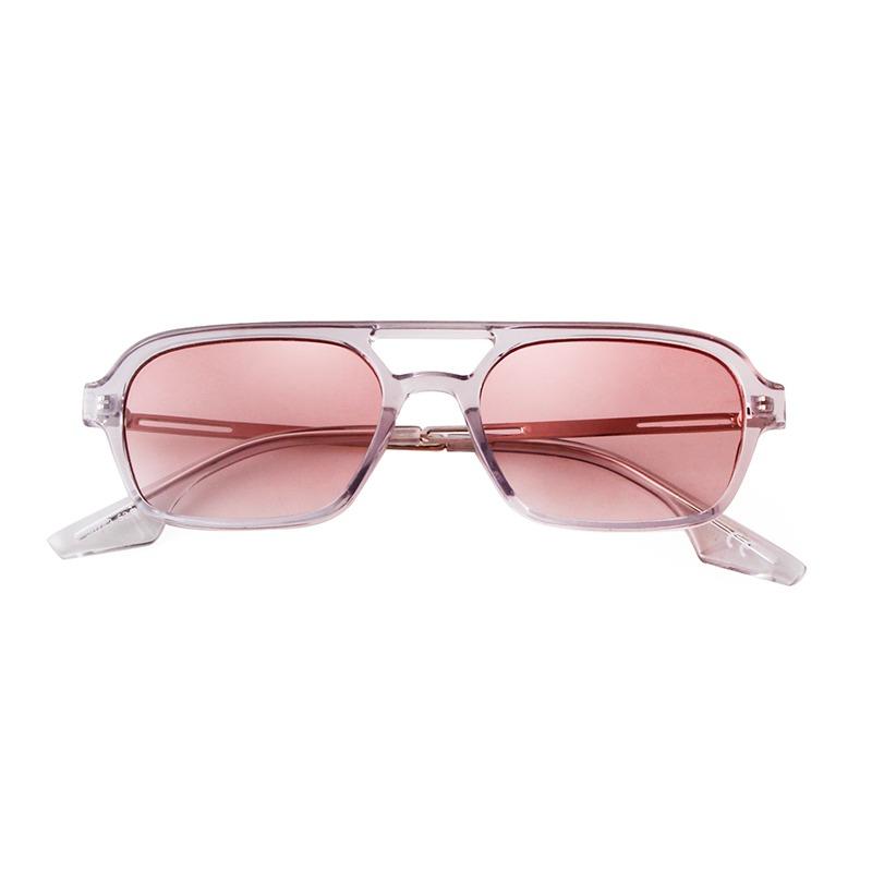 Retro Fashion Flat Top Pilot Sunglasses Women Men Brand Designer Vintage Yellow Blue Lens Flat Top Rectangle Sun Glasses S507C