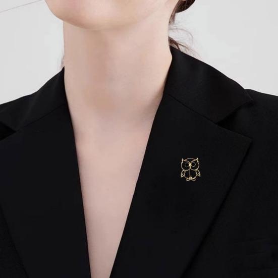 Owl Brooch Strong Pin Safe Anti-Lost High-Quality Alloy Durable Anti-Oxidation Hollow Cute Design Gold Silver Multifunctional Jewelry Accessories