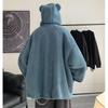 Men's Winter Thickened Plush Jacket Warm Hooded Top Windproof Warm Top Loose Coat