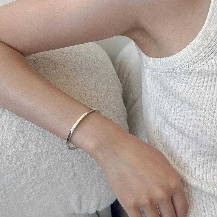silver925 plain bangle bracelet (2color)