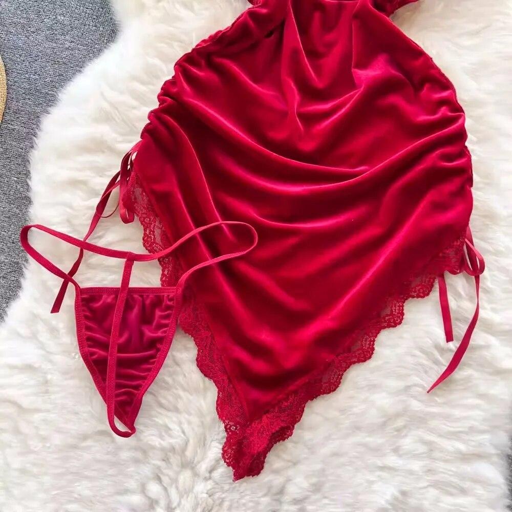 Sexy Irregular V-Neck Sexy Night Dress Women Lingerie Underwear Split Camis Backless Clothes Female Fashion Nightwear Sxuality Erotic Pajamas 2024