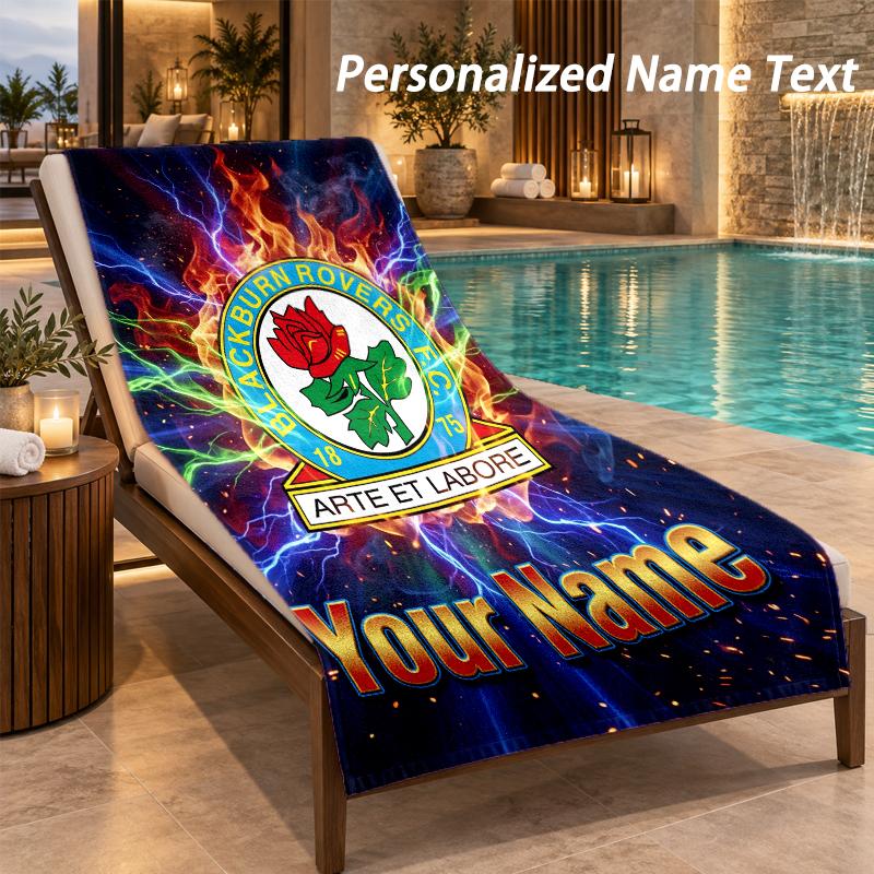 Custom Text Blackburn Rovers Football Print Beach Towel Large Towel For Home Bathroom Beach