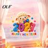Removable Holiday Stickers Chinese New Year Window Stickers, 2027 Goat Static Clings, Reusable Festival Atmosphere Decals Crochet Knit Lamb Decor for