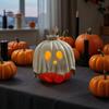 Glowing Spooky Ornaments Halloween Light Up Ghost Pumpkin Decoration, Vintage Detachable Lamp with Scary Statue LED Candle for Kitchen Tabletop Mantel