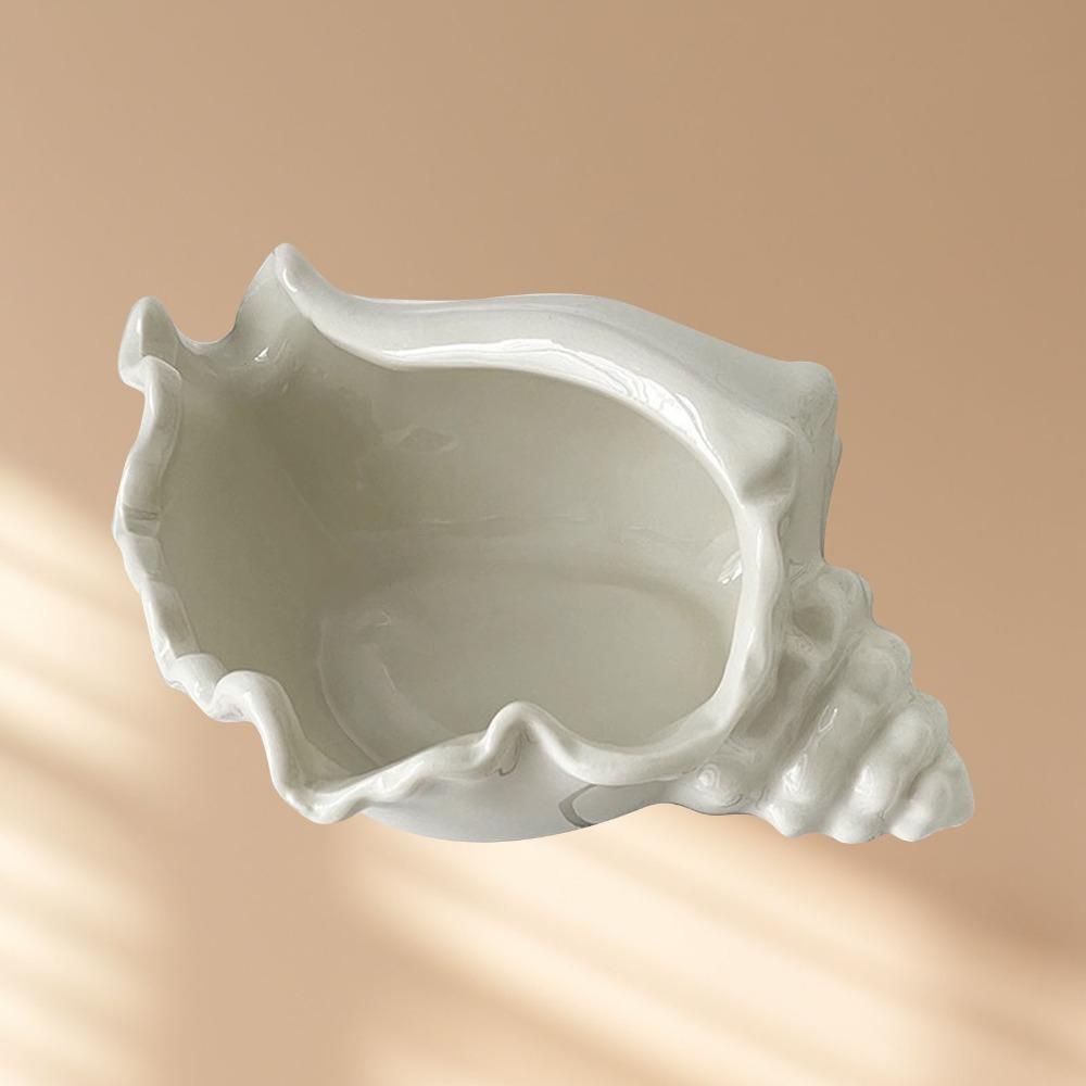 Ocean Style Ceramic Jewelry Tray Desktop Earrings Necklace Storage Dish Ceramic Conch Shell  Home