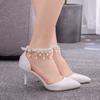 High Heel Sandal 2023 Summer Sexy Pointed Toe Thin Heels Women's Shoes High Quality Crystal Tassel Fashion Ladies Sandals