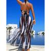 Women's Tie-Dye Print Halter Bikini 3-Piece Swimsuit with Cover Up Dress