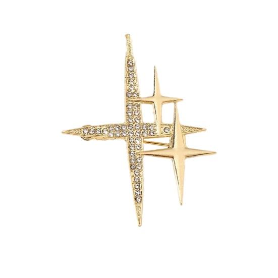 Rhinestone Star Brooch Pin Metal Stars Lapel Pin Secure Cardigan Shawl Pin Sparkling Star