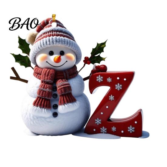 Acrylic Holiday Keepsake Gifts 2D Snowman Christmas Ornaments, Personalized Letter Ornaments for Tree, Unique Souvenirs Initial Ornament, Ornament DIY