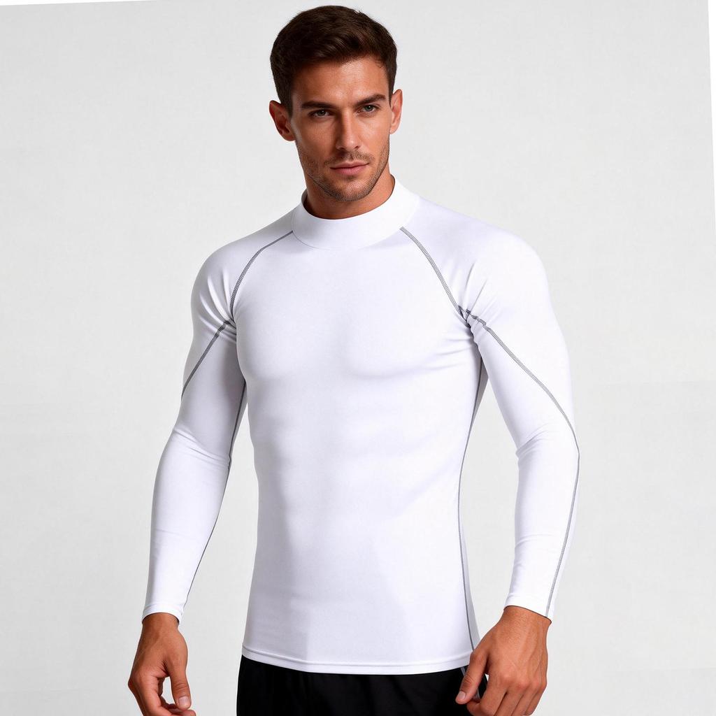 Men's High-Neck Velvet Warm Fitness Suit for Autumn/Winter - PRO Tight-Fit Sportswear for Basketball, Running, and Training.