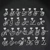 26 English Alphabet Full Diamond Heart Pendant & 13MM Cuban Anklet - Creative Hip-Hop Rapper Jewelry