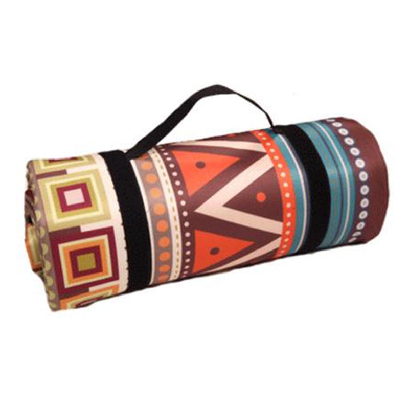 New Bohemia Retro Aluminum Film Base Foldable Picnic Blanket with Storage Rope Composite Process Camping Waterproof Damp-Proof Mat Outdoor Supplies