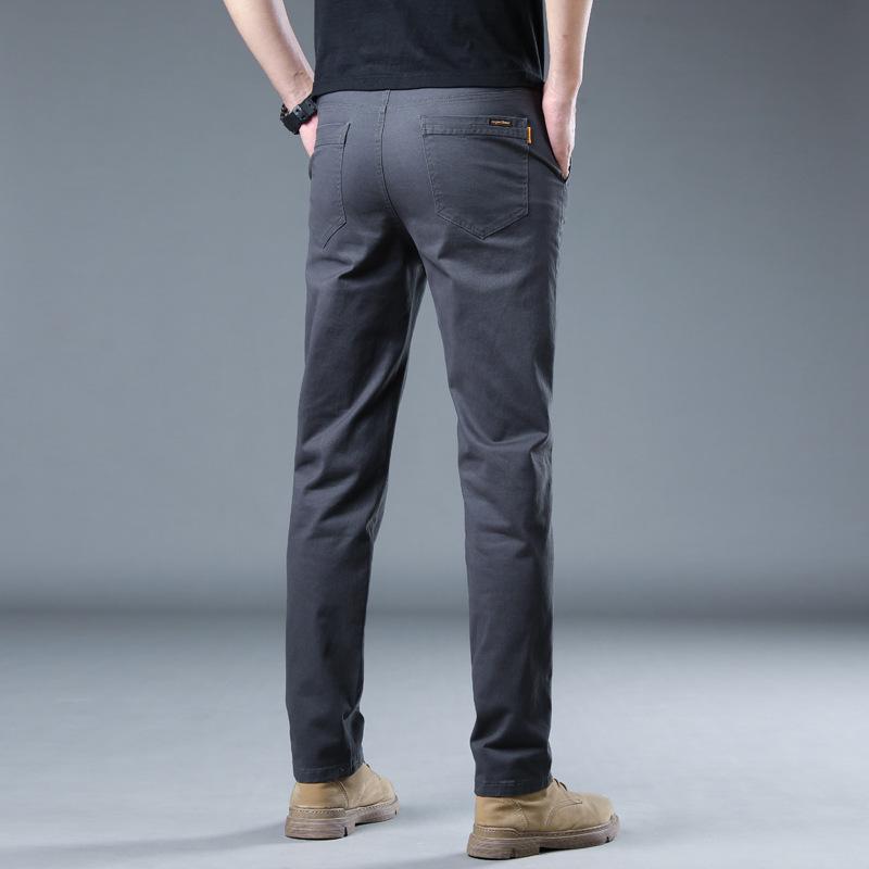 2024 Men's Hong Kong Slim Fit Casual Cotton Pants: Breathable, Elastic, Straight-Leg, Versatile Long Pants for Summer