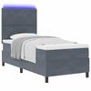 LED Boxspring Bed with Headboard Dark Grey 100 X 200 Cm Velvet