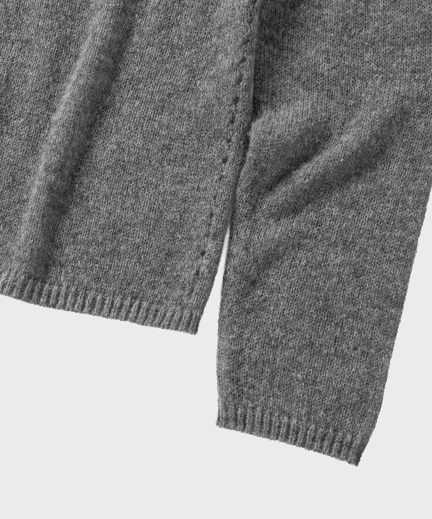 NONBLANK Crop Henley Neck Ls Knit_Melange Grey