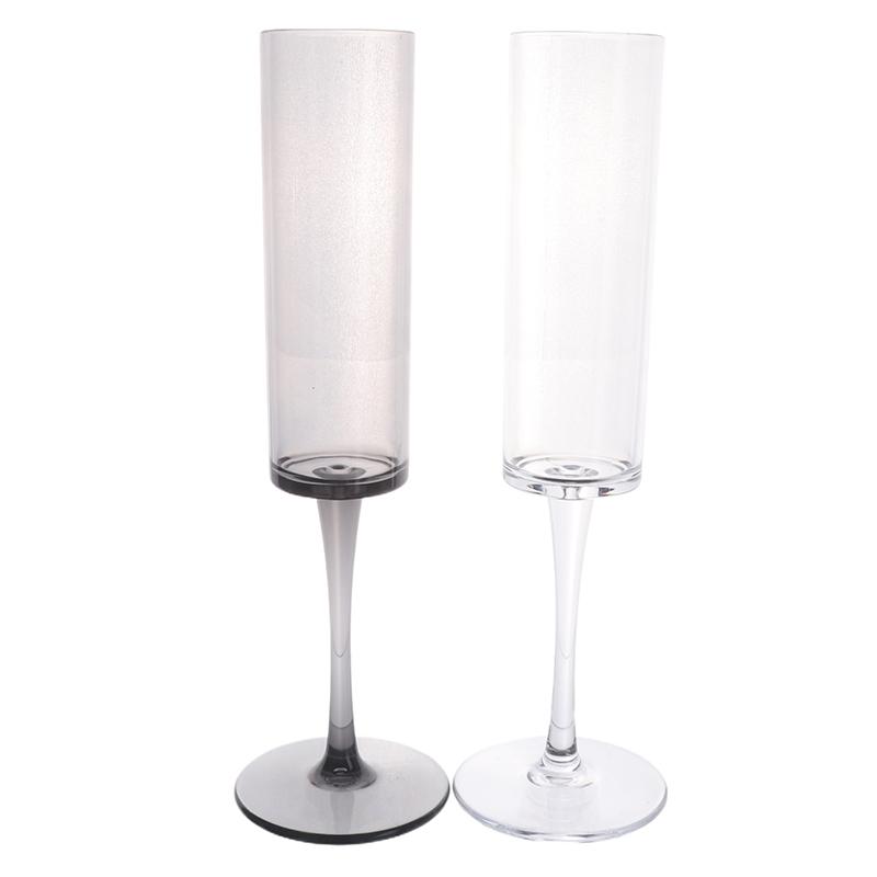 1Pc Transparent Black Goblet Glass For Wedding Party Toasting Cups Champagne Plastic Cups Home Bar Wine Glasses