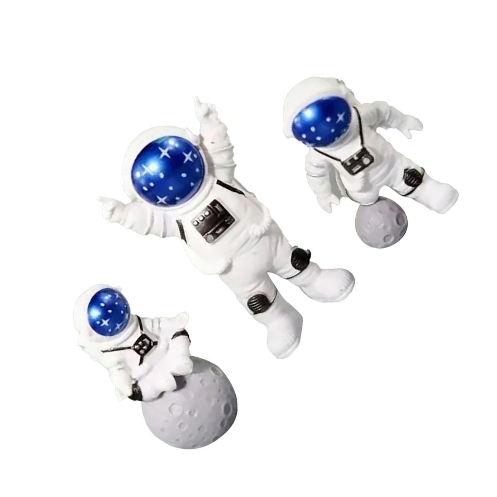 3 Piece Astronaut Figurines Cute Nordic Style PVC Spaceman Desk Decor for Cake Decoration Kids Room