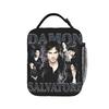 The Vampire Diaries Resuable Movie Lunch Bag Damon Salvatore Retro Lunch Box For Child School Cooler Bag Thermal Lunch Bags