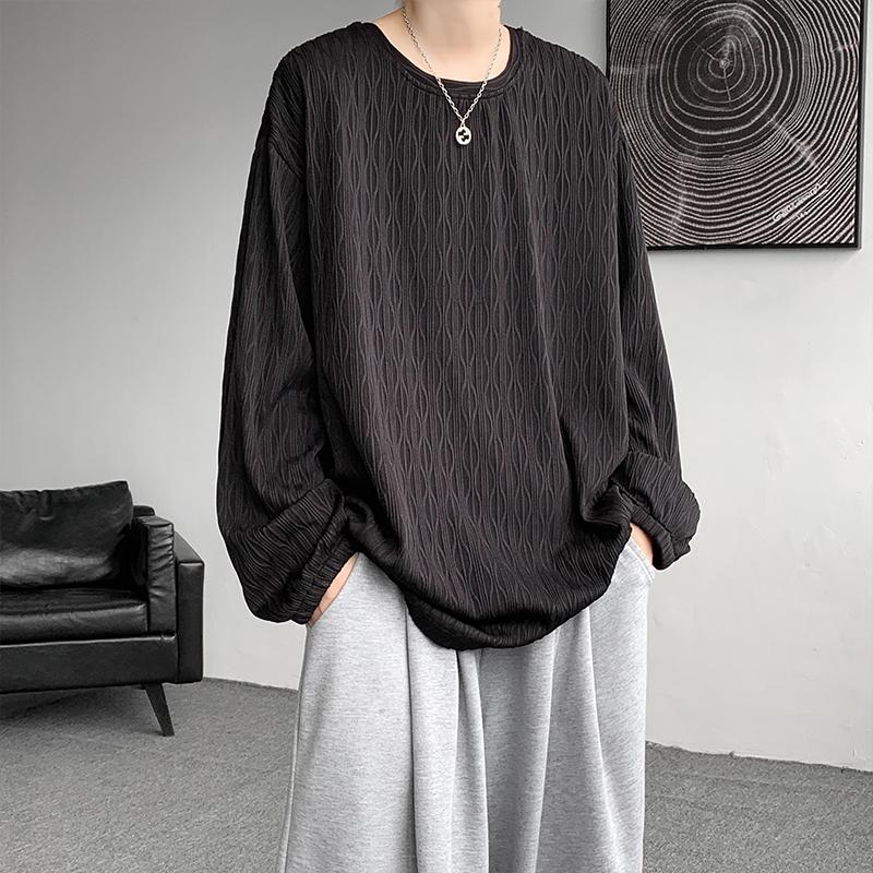 2024 Новая модная мужская футболка с длинными рукавами и круглым вырезом в гонконгском — фото 5