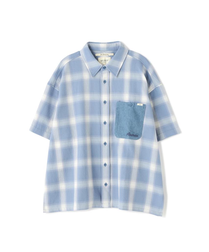 AVIREX WAFFLE OMBRE CHECK DETACHABLE SHIRTS Women's F 113 Light Blue 783-5120601