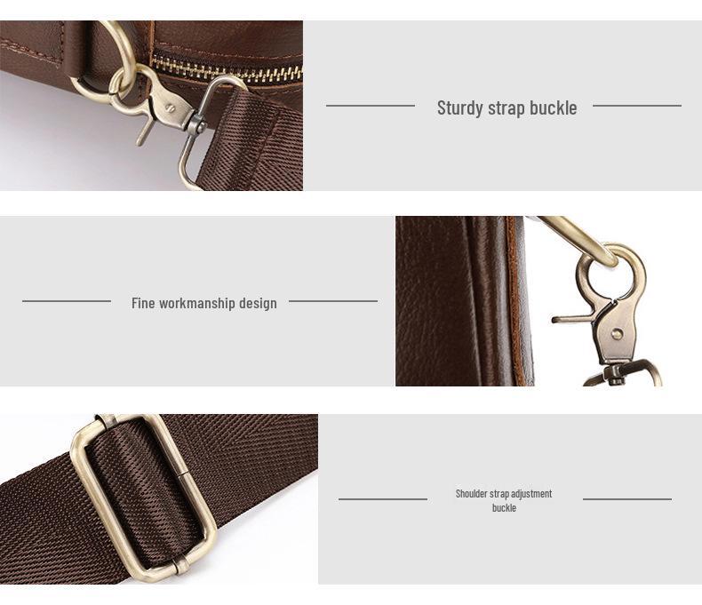 Men's Genuine Leather Crossbody Laptop Bag - Multifunctional, Large Capacity, Casual Briefcase