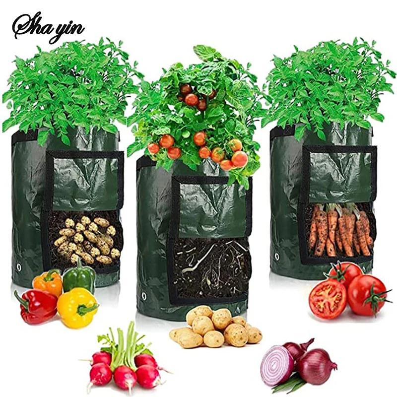 1PC Breathable Potato Planting Bucket - Dark Green Round Horticultural Meizhi Seedling Bag