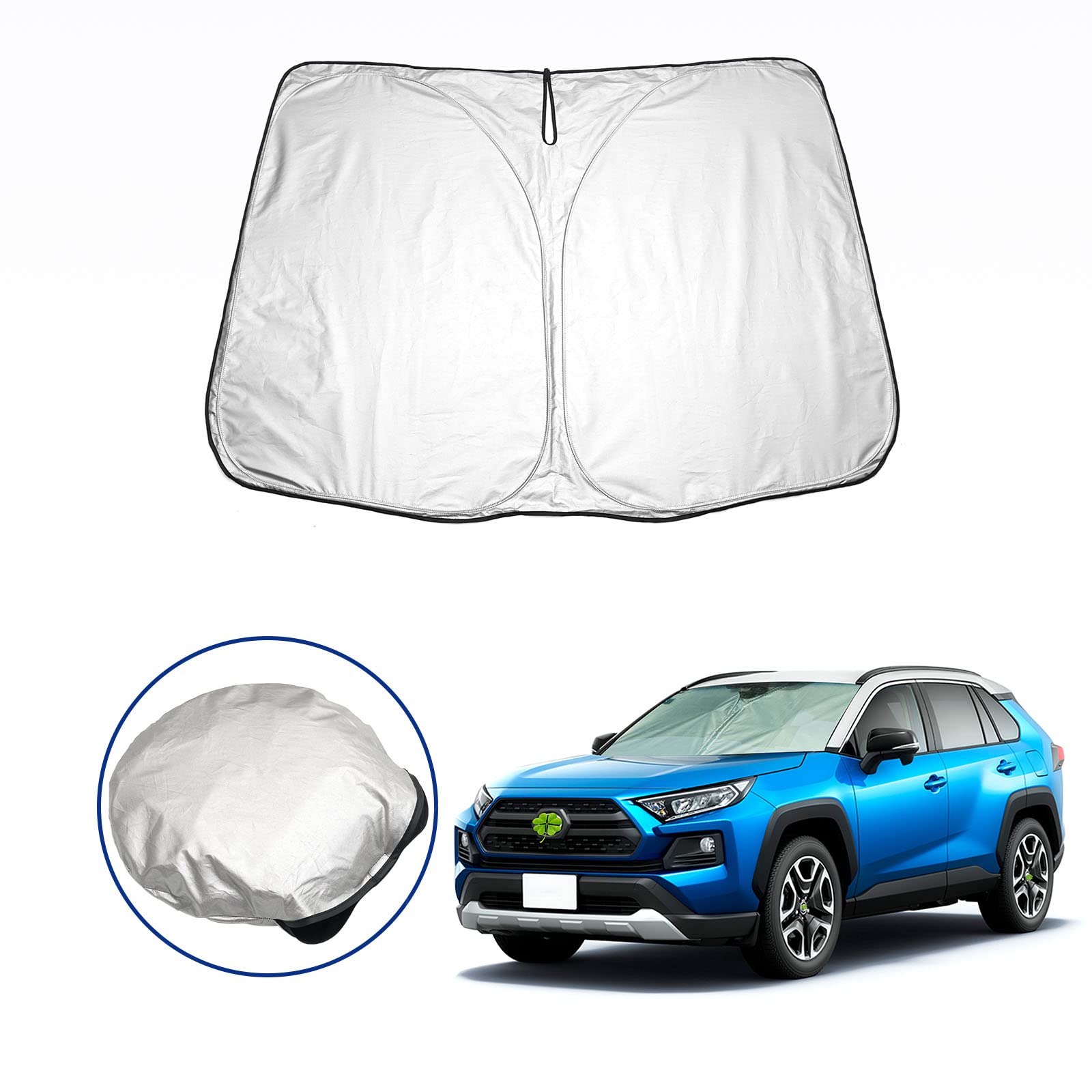 

Ruiya Car Windshield Sun Shade, Car Blind, Blocks Sunlight, UV Protection, Sun Shade Curtain, Storage Bag Included Toyota RAV4 50 series серебряный