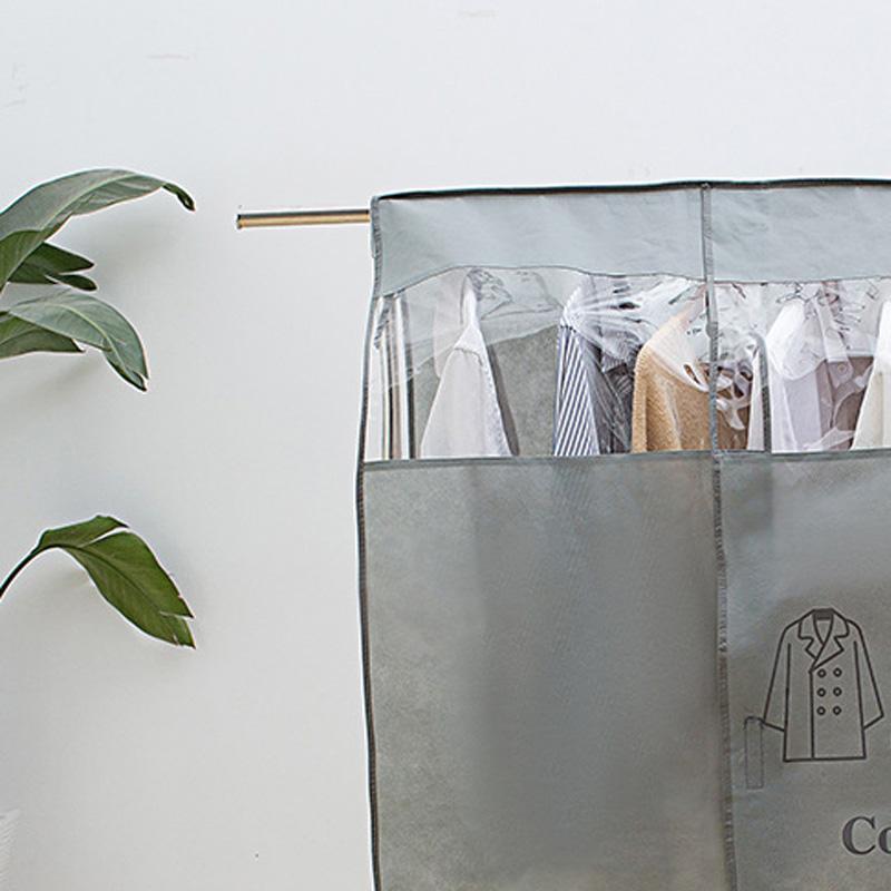 

Clothes Dust Cover Nonwoven Dust Prevention Waterproof Transparent Window Design Hanging Garment Protectors серый