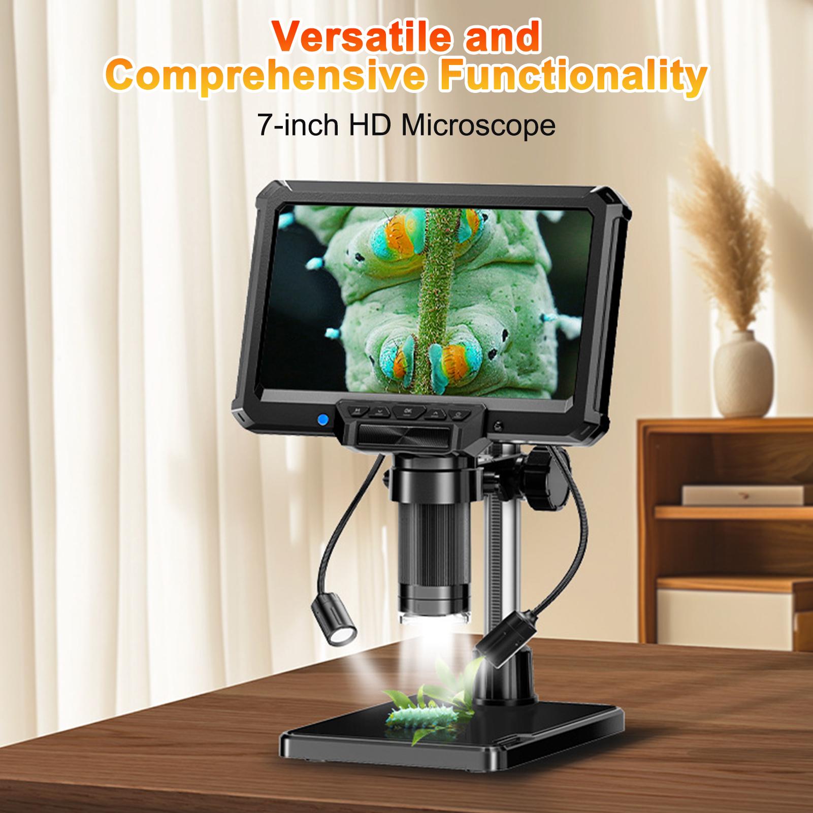

7 Digital Microscope, 1080P 1000X Coin Microscope Magnifier, 16MP Ultra Precise Focusing Soldering Microscopes for
