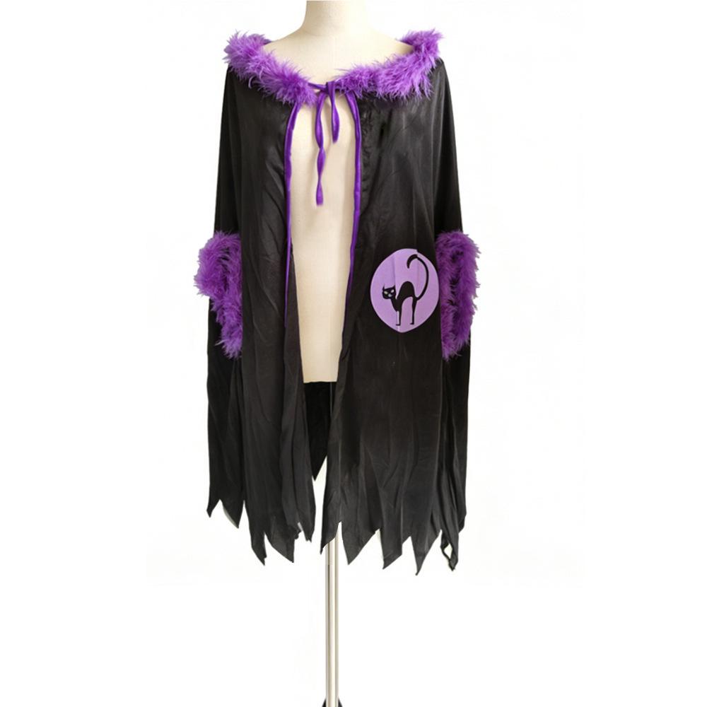 Children's Witch Halloween Black Cloak Costume for Dress-up and Cosplay