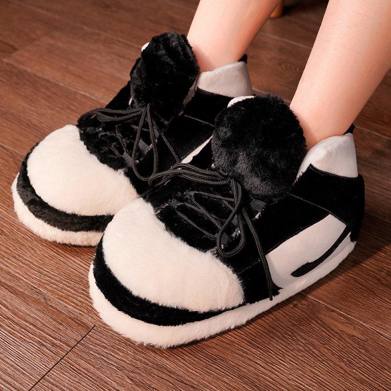 Unisex Plüschfell Winter Hausschuhe mit lustigem Kokosnuss-Design