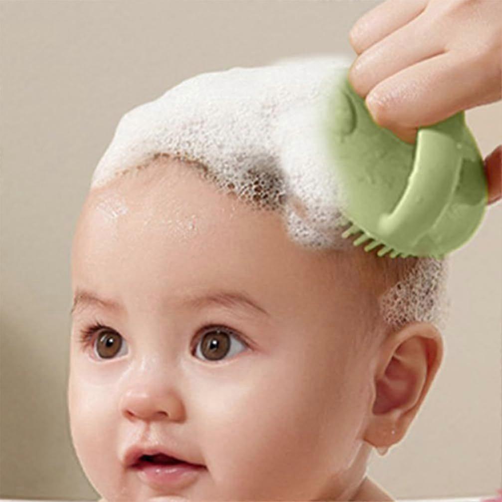 Boy Girl Silicone Scalp Scrubber Body Bath Brush Soft Exfoliating Bathing Tool for Boy Girl and Adults for Massaging and Skin Cleansing Matcha