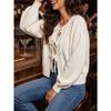 Women S Solid Color Knit Cardigan With Tie Closure Casual Outerwear