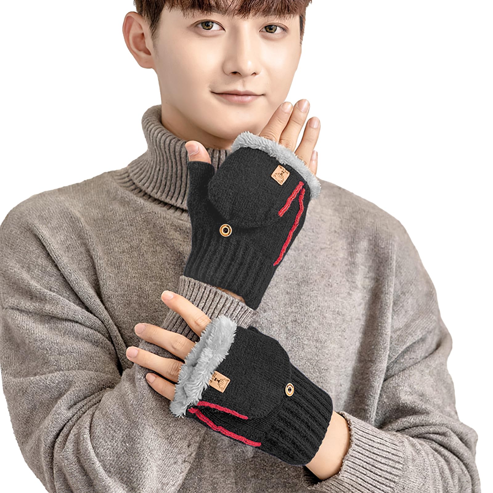 

Перчатки без пальцев Gagaciso Идеальны для осени и для использования со смартфоном Легкие Стильные с толстым флисом Идеальны для офиса и стильный подарок Мужские перчатки, Зимние, Теплые,