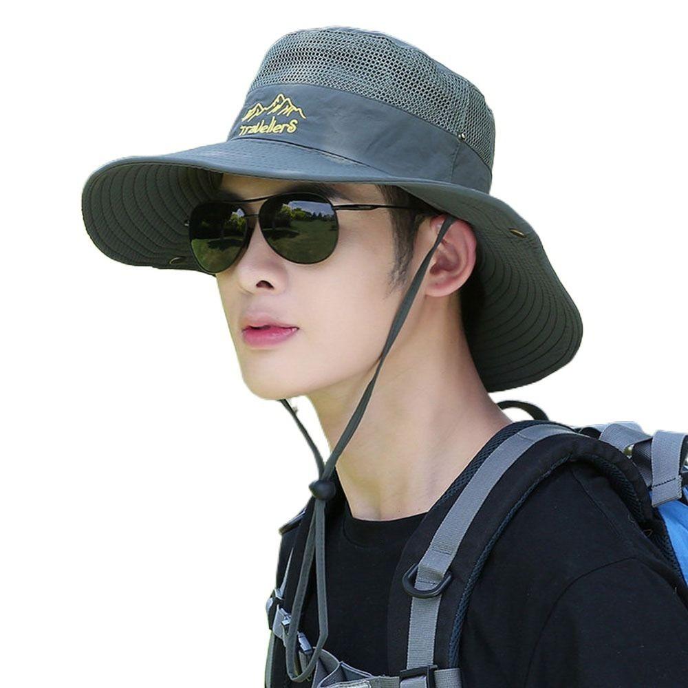 Foldable Breathable Wide Brim Fishing Cap Sun Cap Panama Hat Bucket Hat