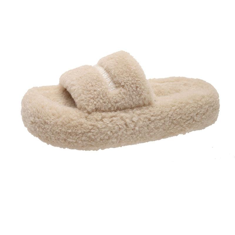 Niche Mao Mao slippers women's 2025 new Korean version ins trendy shoes autumn and winter embroidery thick-soled soft Mao Mao cotton slippers