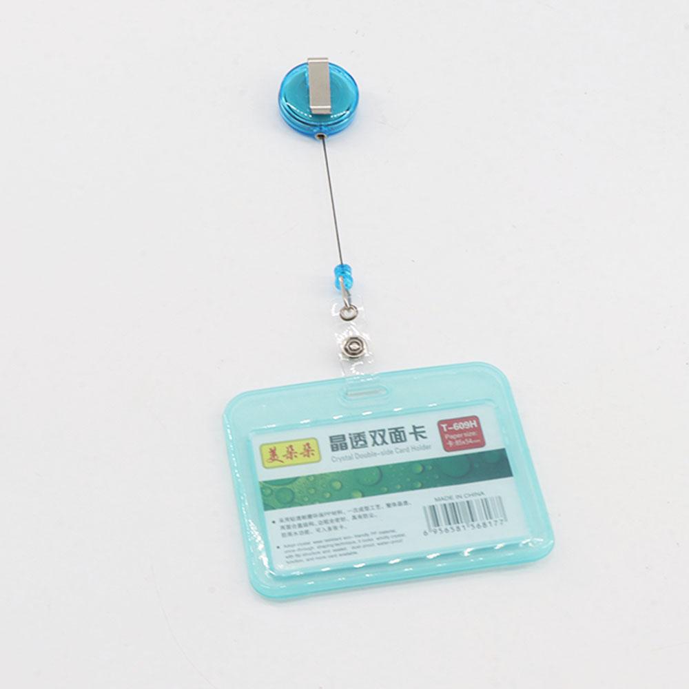 

Badge Holder Student Card Sleeves Bus Card Holder Transparent Card Cover Credit Cards Protector pink-vertical