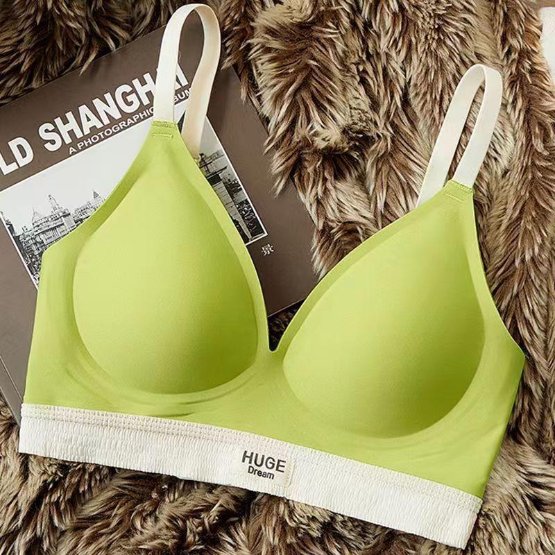 

fashion Маленькі груди зібрані разом, проти обвисання, жіноча нижня білизна з зовнішнім розширенням грудей, потовщена 6 см, відображення талії, тонкий бюстгальтер. 85A зелений