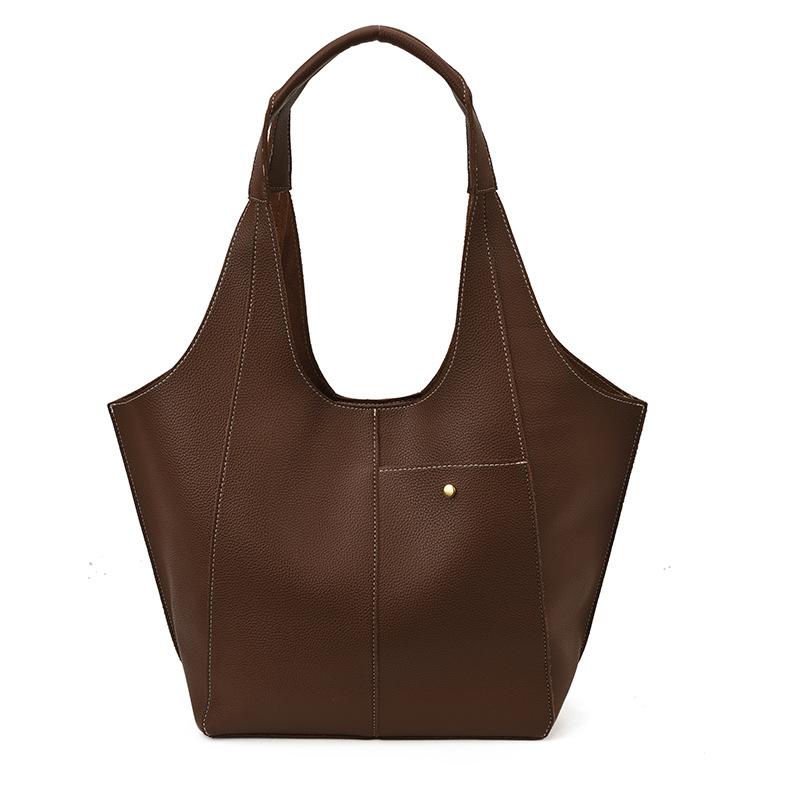 

Single-shoulder Bag, Simple Soft Leather Bag, Large-capacity Single-shoulder Hand-held Tote Bag кавовий
